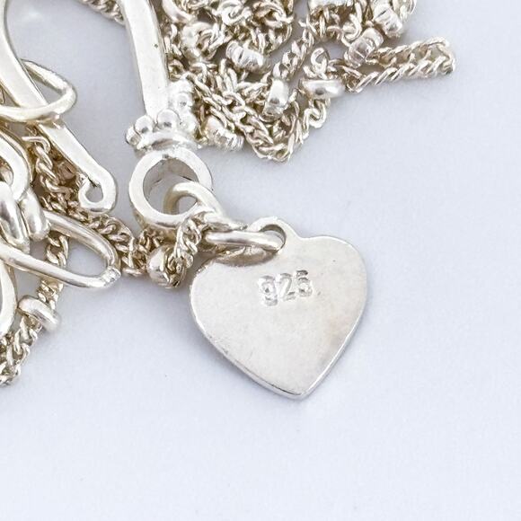 Vintage Sterling Silver 925 Beaded & Cable Chain Necklace | Adjustable 17”-19” - Picture 2 of 4